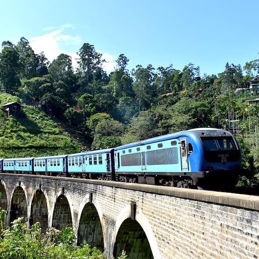 Take the blue train from Kandy to Nuwara Eliya
